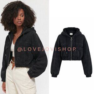 Streetwear | Stoosh Vintage Denim Black Cropped Bomber | BDG Urban Outfitters XL